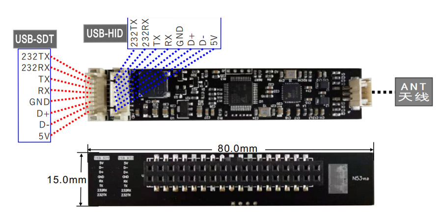 博雅英杰N53內置身份證閱讀器模組線序圖 博雅英杰N53內置身份證閱讀器模組線序圖