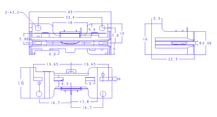 磁條卡閱讀器模塊結構尺寸圖